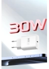 BFS  C87C 30W Type-C Çıkışlı Ekstra DL50 1M Type-C to Lightning Kablolu PD Şarj Cihazı - Beyaz