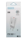BFS  C89Q 1 Adet 30W Type-C ve 1 Adet 22.5W USB Çıkışlı Ekstra DL49 1M USB to Type-C Kablolu PD Şarj Cihazı - Beyaz