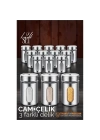 BFS  Cam+Çelik Tuzluk Biberlik Karabiberlik 3 Farklı Delikli 12 li SET