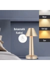 BFS  Çatı Model Gold Renk Şarjlı Dokunmatik 3 Renkli LED Masa ası