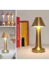 BFS  Çatı Model Gold Renk Şarjlı Dokunmatik 3 Renkli LED Masa ası