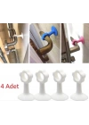 BFS  CM-072 Vantuzlu Geçmeli Kapı Kolu Stoper 4lü Set Beyaz