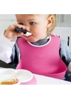BFS  Çocuk Bebek Mama Önlüğü Dökülme Engelleyici Bükülebilir Pembe