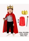 BFS Çocuk Kral Kostüm Seti – Kırmızı Pelerin, Taç ve Asa (90 cm)