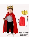 BFS  Çocuk Kral Kostüm Seti – Kırmızı Pelerin, Taç ve Asa (90 cm)