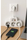 BFS Çoklu Kablolu Priz Yüksek Gerilim Korumalı 3’lü Priz 1x Usb 2x Type-c Çıkışlı Grup Priz Çoğaltıcı Siyah