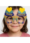 BFS Cupcake Temalı Doğum Günü Renkli Karton Happy Birthday Gözlüğü 6 Adet