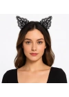BFS  Dantelli Siyah Kedi Tacı - Vintage Tarz Dantel Kedi Kulak