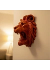 BFS Dekoratif Asılabilir Aslan Başı 3D Duvar Heykeli Gold Red 20x21 cm