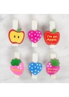 BFS  Dekoratif Kalp Ve Meyve Desenli Mandal 6lı