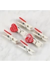 BFS  Dekoratif Kırmızı Kalp Desenli Mandal 6lı