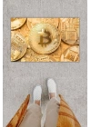BFS Dijital Baskı Dekoratif Bitcoin Gold Kapı Önü Paspası K-1278