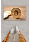BFS Dijital Baskı Dekoratif Bitcoin Pudra Kapı Önü Paspası K-1280