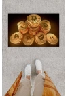 BFS Dijital Baskı Dekoratif Çoklu Bitcoin Gold Kapı Önü Paspası K-1279