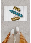BFS Dijital Baskı Dekoratif Home Sweet Home Beyaz Kapı Önü Paspası K-1229