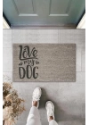BFS Dijital Baskı Gri Love My Dog Dekoratif Kapı Paspası K-2023