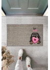 BFS Dijital Baskı Gri Love Sweet Köpekli Dekoratif Kapı Paspası K-2057