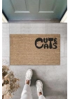 BFS Dijital Baskı Kahverengi Kedili Cute Cats Dekoratif Kapı Paspası K-2062
