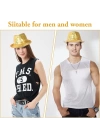 BFS   Disko Star Altın Gold Payetli Fötr Şapka Yetişkin Boy