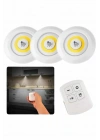 BFS Dolap Işığı Mutfak Rafı Işığı Uzaktan Kumandalı 3 Lü Spot Led Lamba