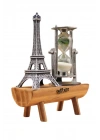 BFS Eyfel Kulesi Tasarımlı Kum Saati Kristalleştirilmiş Kum Saati Dekoratif Ahşap Görünümlü