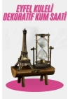 BFS Eyfel Kulesi Tasarımlı Kum Saati Kristalleştirilmiş Kum Saati Dekoratif Ahşap Görünümlü