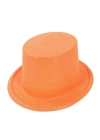 BFS   Floresan Turuncu Renk Simli Uzun Fötr Melon Şapka 12 cm
