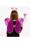 BFS  Fuşya Kelebek Kız Seti – 50 cm Kelebek Kanadı, Taç ve Asa