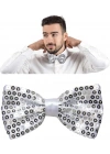 BFS   Gece Işıltısı Gümüş Payetli Pullu Papyon 7x2 cm