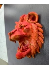 BFS Gold Kırmızı Aslan Duvar Dekoru Asılabilir Hediyelik 3D Heykel 20x21 cm