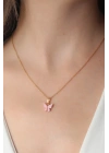 BFS Gold Pembe Renk Kelebek Figür Kadın Kolye