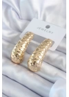 BFS Gold Renk İşleme Detay Pirinç Kadın Küpe