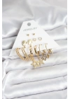 BFS Gold Renk Yıldızlı Set 6 Çift Kadın Küpe Seti