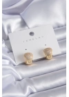 BFS Gold Renk Zirkon Taşlı Pirinç Kadın Küpe