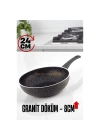 BFS Granit Döküm 8 Cm Derin Wok Tava - Yapışmaz Wok Tava - 24 Cm