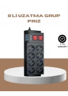 BFS Güçlü Termal Korumalı 8 Priz + 3 USB Çoklu Uzatma Kablosu 2m