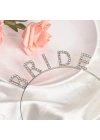 BFS   Gümüş Renk Bekarlığa Veda Kristal Taş Bride Tacı İthal 16x10 cm