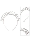 BFS     Gümüş Renk Kristal Taşlı Parlak Birthday Queen Yazılı Kraliçe Taç 16x17 cm