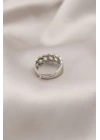 BFS Gümüş Renk Metal Zincir Model Taşlı Kadın Yüzük