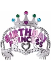 BFS   GümüşRenkTaçÜzeriPembeBirthdayPrensesYazılıÇocukPartiTacı11X12cm