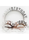 BFS   HappyBirthdayYazılıTaçveHappyBirthdayYazılıGözlükSetiGümüşRenk