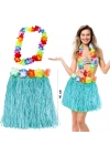 BFS Hawaii Luau Aloha Mavi Püsküllü 40 Cm Etek Ve Hawaii Kolye Seti