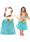 BFS  Hawaii Luau Aloha Mavi Püsküllü 40 cm Etek ve Hawaii Kolye Seti