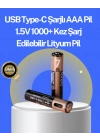BFS Hızlı Şarj Teknolojili USB Şarjlı AAA Pil – 40 Dakikada Tam Şarj