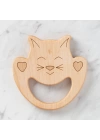 BFS Hobi Baby Kedi Figürlü Organik Ahşap Diş Kaşıyıcı