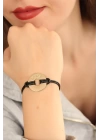 BFS HOPE (Umutlu) Siyah Deri İpli Unisex Mood Bileklik