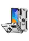 BFS  Huawei P Smart 2021 Kılıf Sofya Yüzüklü Silikon Kapak - Gümüş