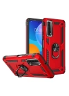 BFS  Huawei P Smart 2021 Kılıf Sofya Yüzüklü Silikon Kapak - Kırmızı