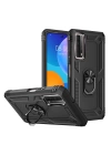 BFS  Huawei P Smart 2021 Kılıf Sofya Yüzüklü Silikon Kapak - Siyah