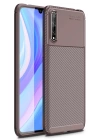 BFS  Huawei P Smart S Kılıf Auto Focus Karbon Kapak - Kahverengi